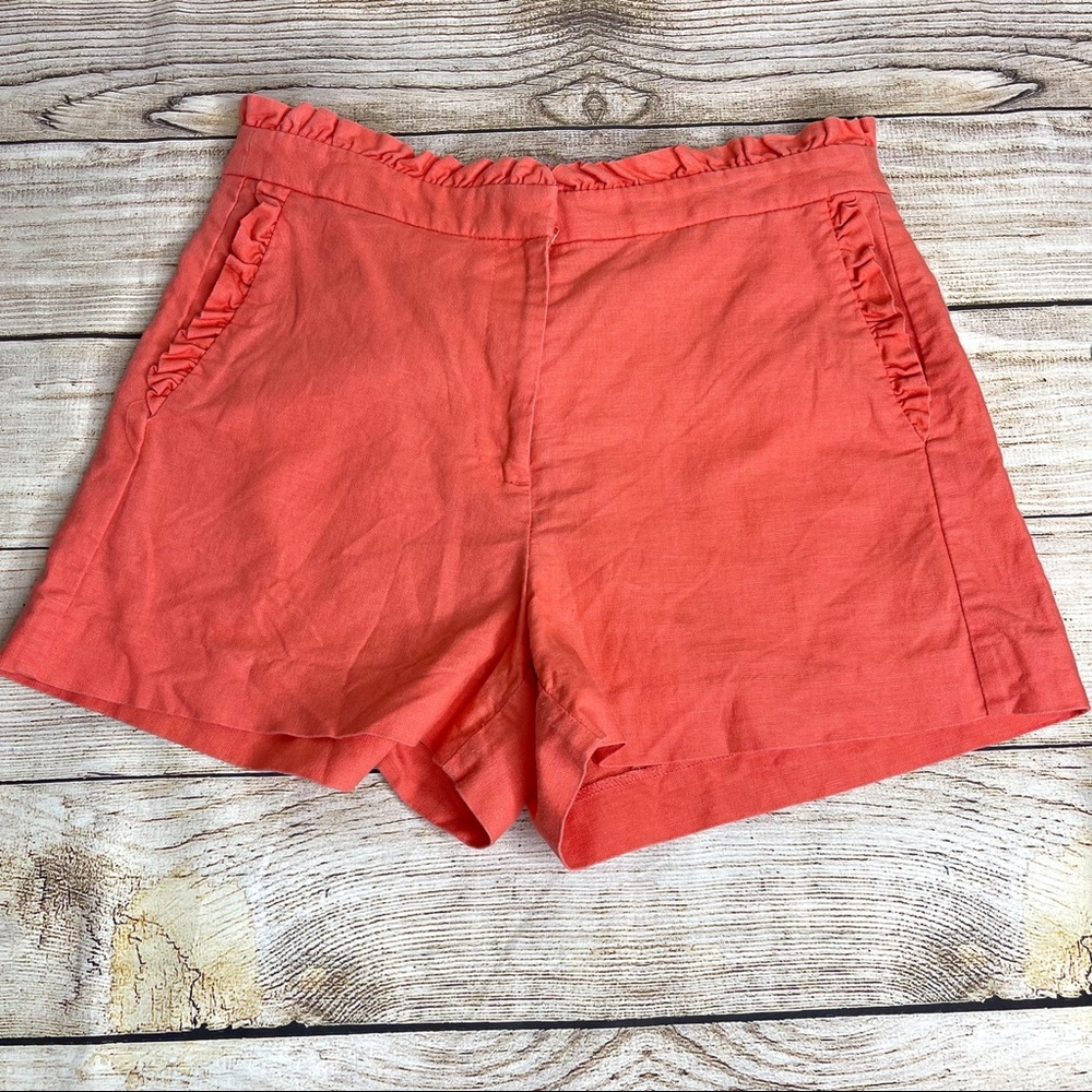 Women's JCrew Coral Ruffle Shorts Size 2 - Picture 1 of 6